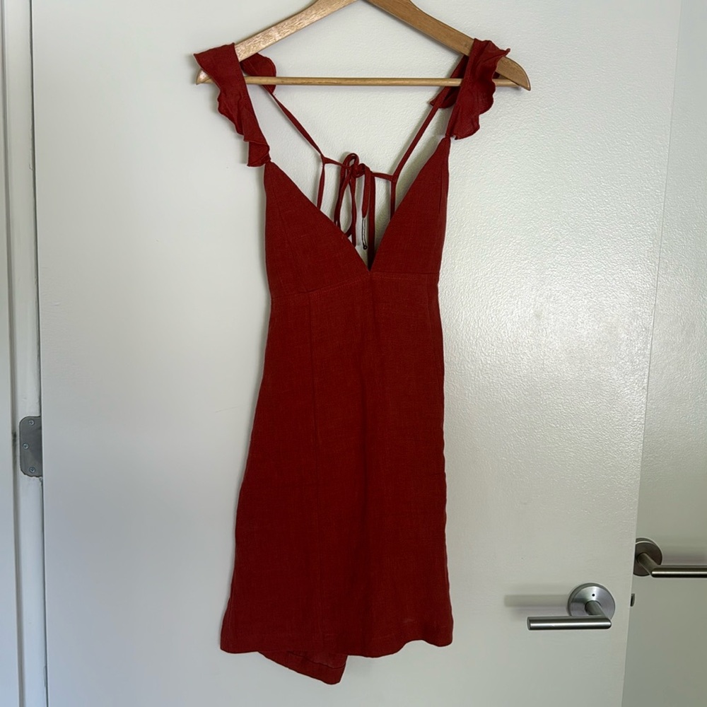 Rusty Red Linen Dress